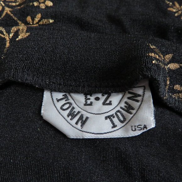 VINTAGE EZ TOWN Y2K Black Gold Floral Stretch Maxi Skirt Friends Whimsigoth Goth - Picture 13 of 13